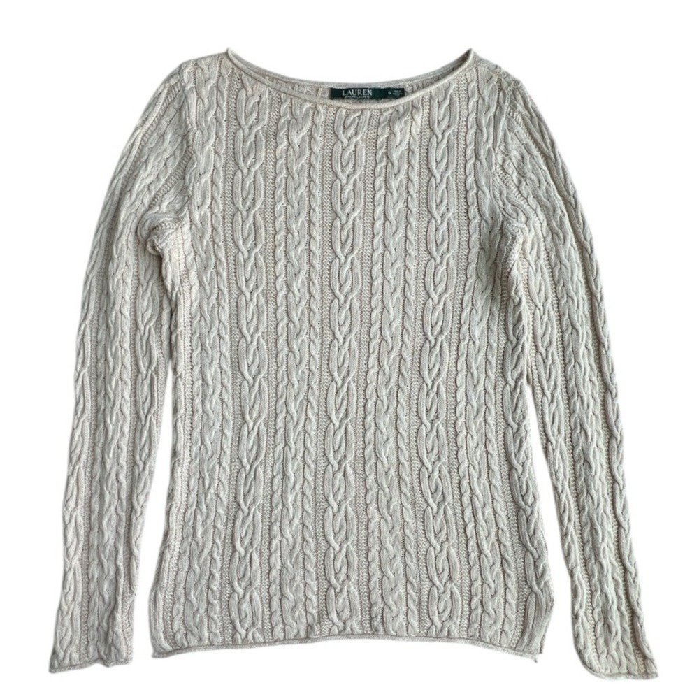 Lauren Ralph Lauren Cable Knit Sweater Women S Cream Beige Pullover Preppy